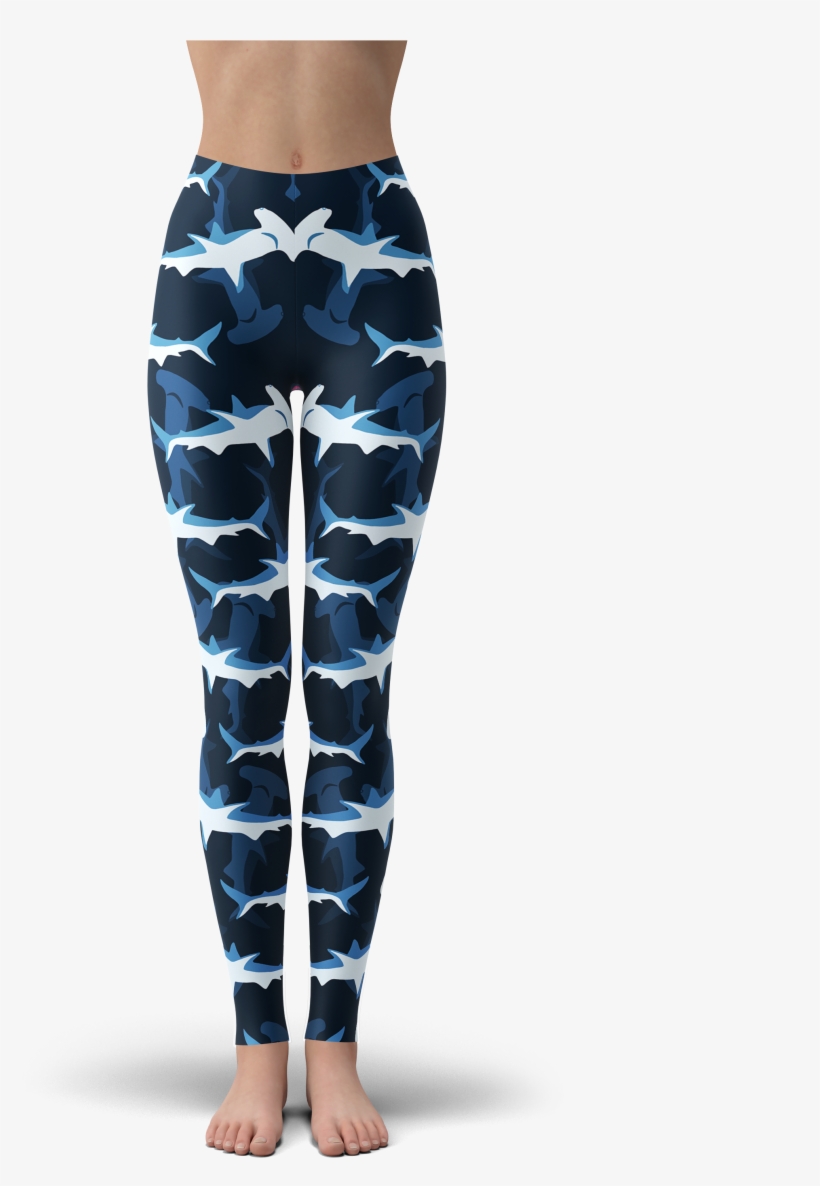 Blue Hammerhead Shark Leggings - Leggings, transparent png download