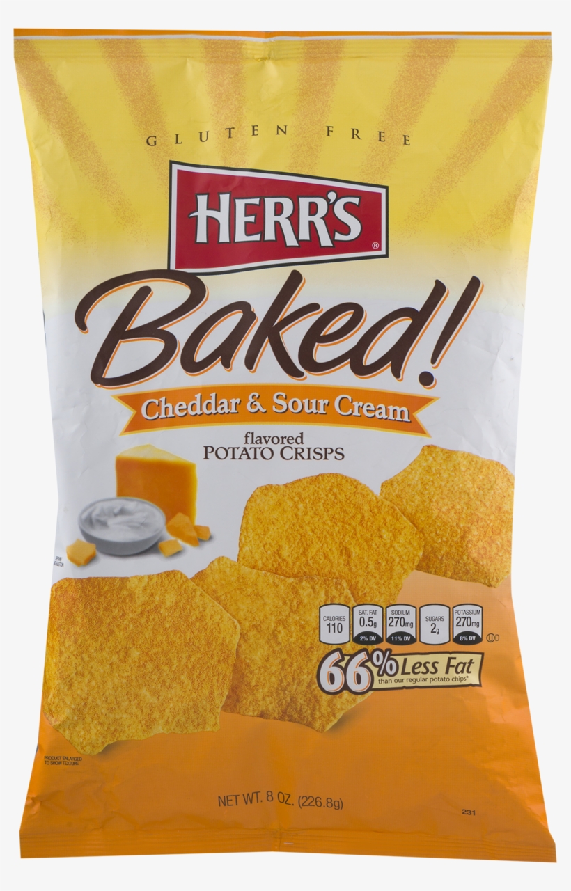 Herr's Cheddar & Sour Cream Baked Potato Crisps 8 Oz - Herr's Chips, transparent png download