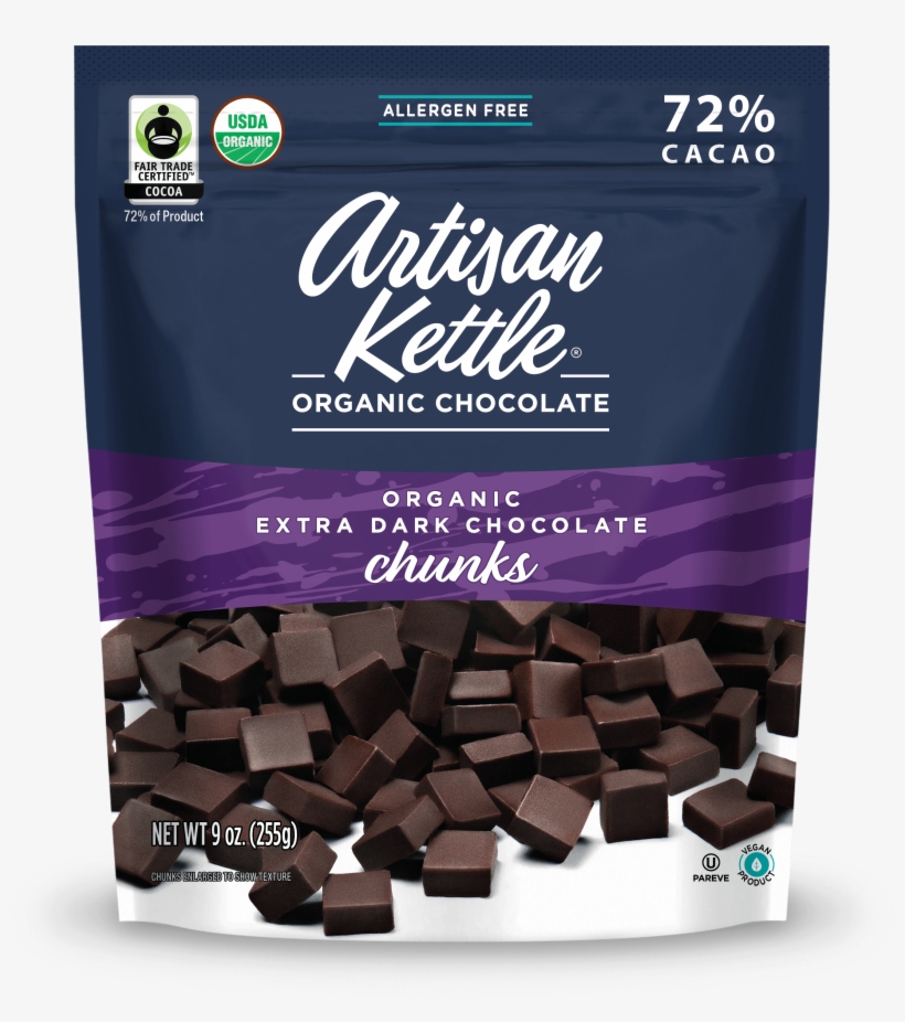 Organic Extra Dark Chocolate Chunks - Chocolate Bar, transparent png download