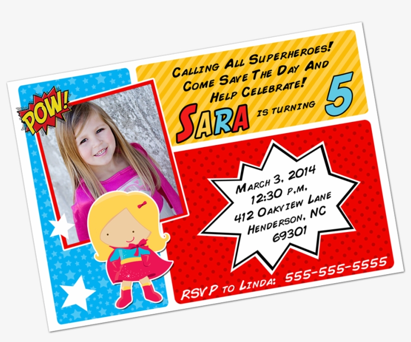 Blonde Superhero Girl Digital Invitation - Sticker, transparent png download