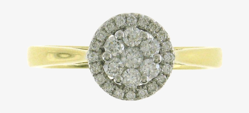 Sterling Silver & Yellow Gold Plate Microset Cubic - Engagement Ring, transparent png download