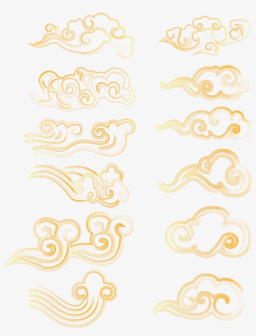 Estilo Chinês Linhas Nuvens Formas Png E Psd - Illustration, transparent png download