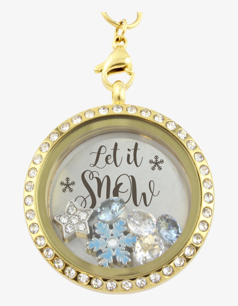 "let It Snow" Christmas Charm Necklace - Locket, transparent png download