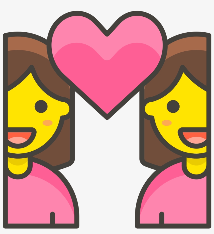 295 Couple With Heart Woman Woman - Corte De Cabello Icono, transparent png download
