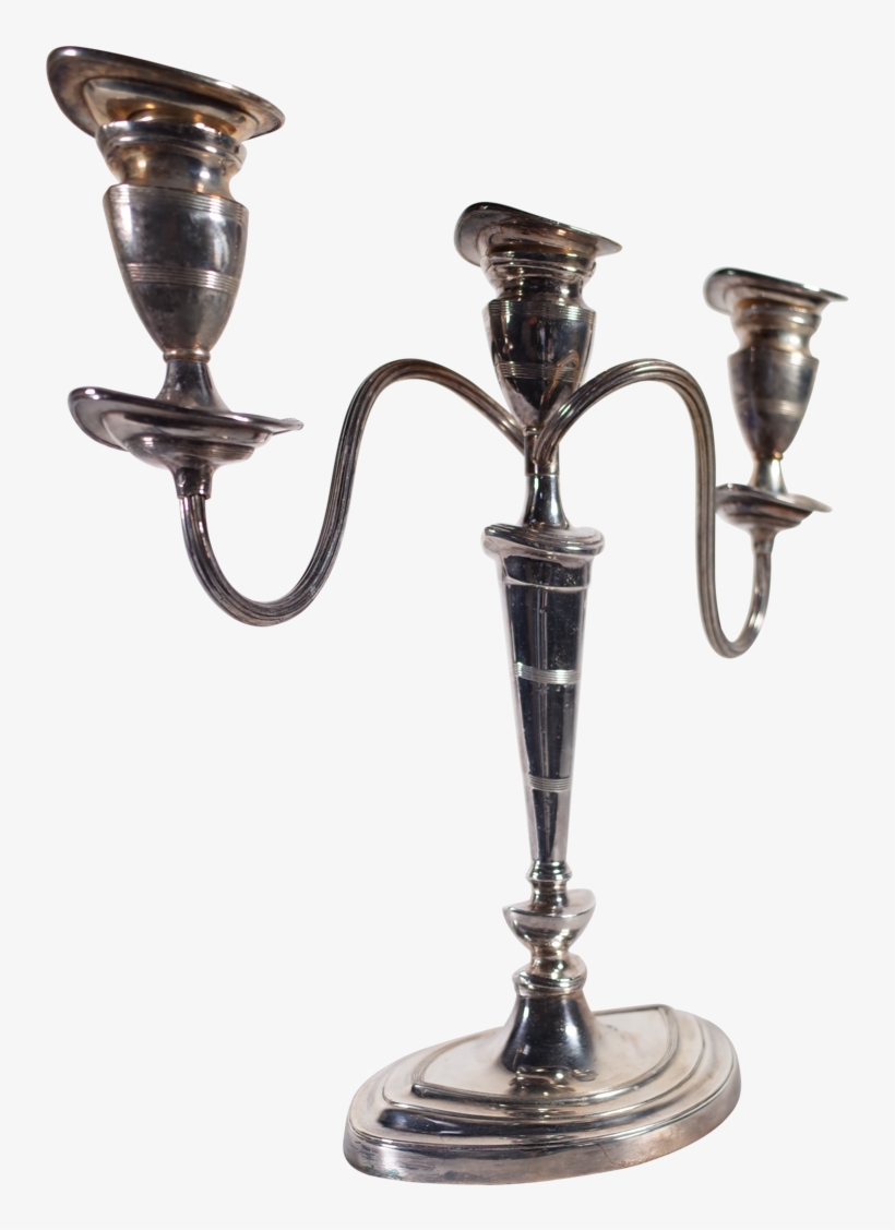 Plated Three Branch Candelabra - Antique, transparent png download