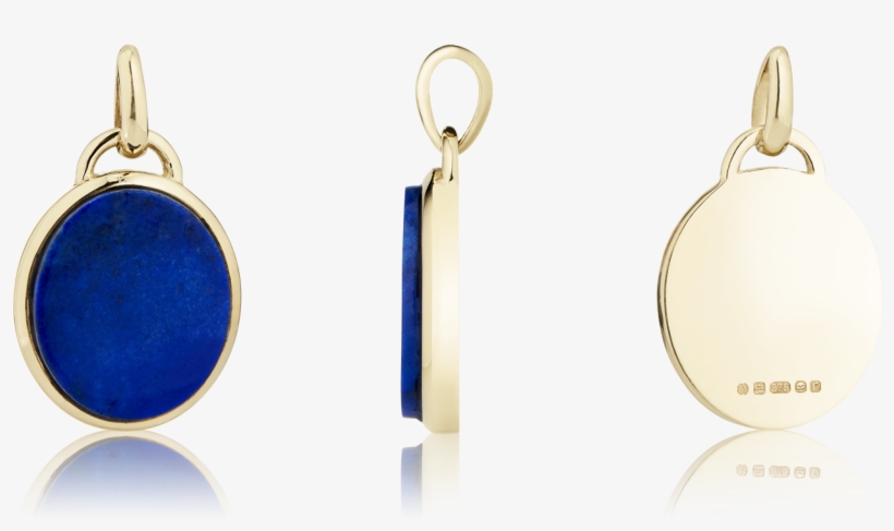 9ct Yellow Gold Lapis Lazuli Oval Pendant - Earrings, transparent png download
