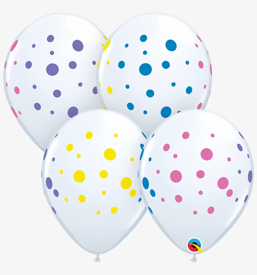 11" Colorful Polka Dots Colorful White Latex Balloons - Balloon, transparent png download