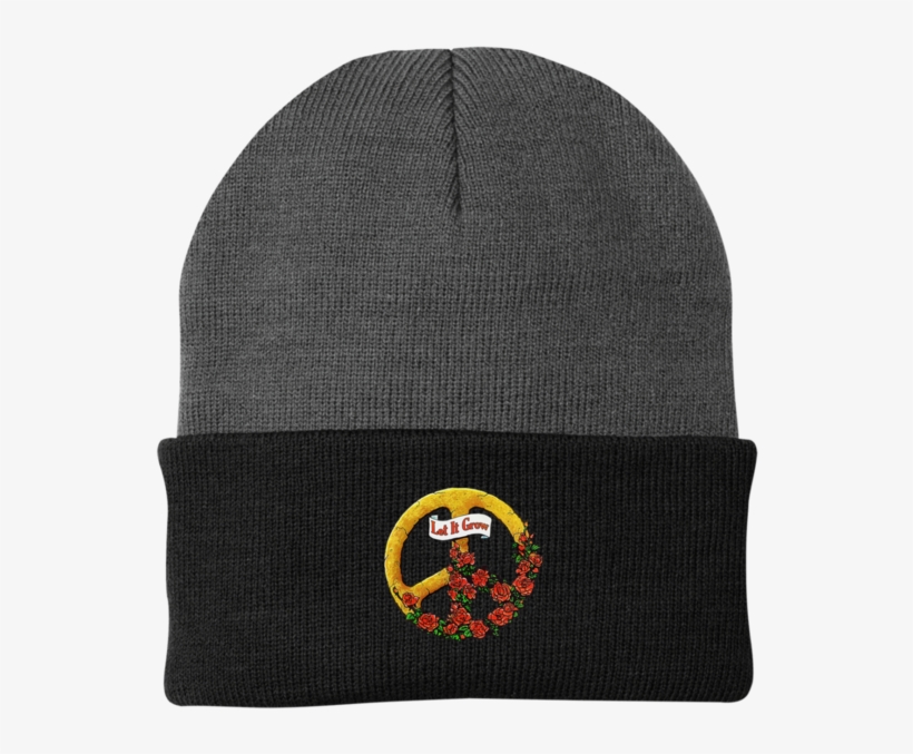 Let It Grow Peace Sign Knit Cap - Beanie, transparent png download