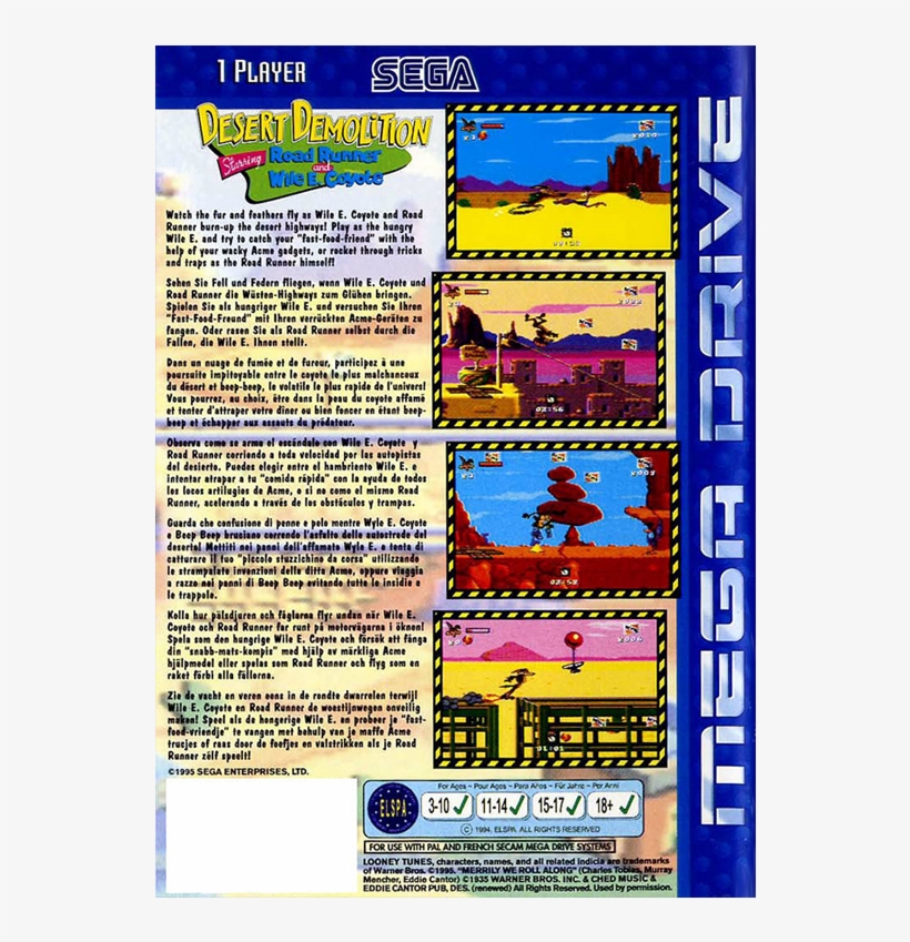 Desert Demolition Starring Road Runner And Wile E - Sega, transparent png download