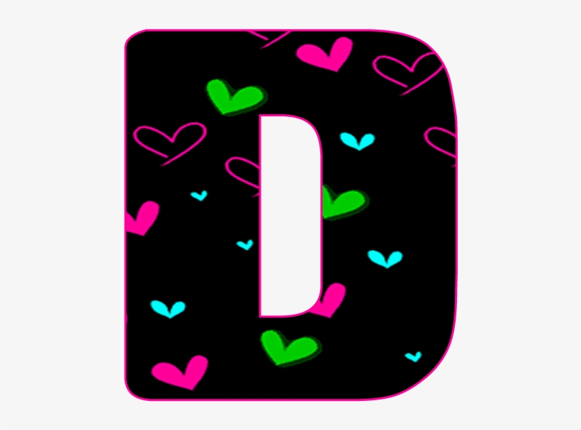 Abecedario Negro Con Corazones Neón - Alfabeto Negro Completo Con Corazones, transparent png download