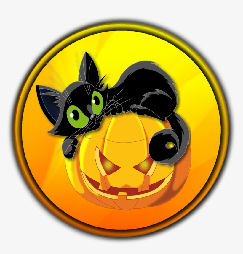 Cat On Pumpkin - Black Cat Pumpkin Halloween, transparent png download