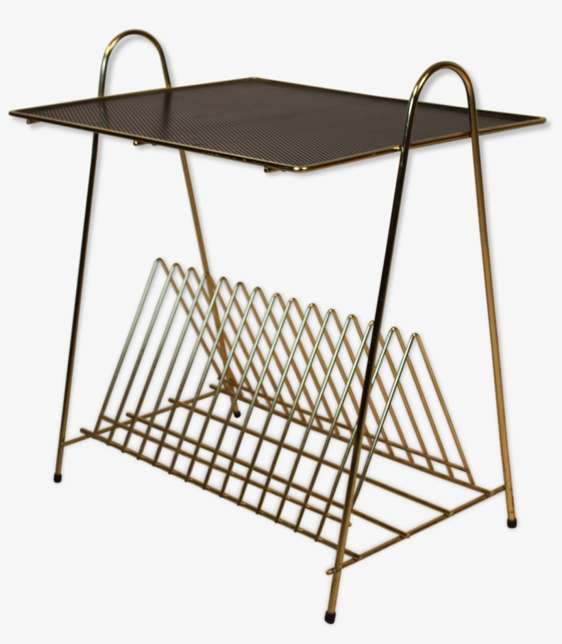 Vintage Brass Perforated Metal Table - Range Disque Vinyle Vintage, transparent png download