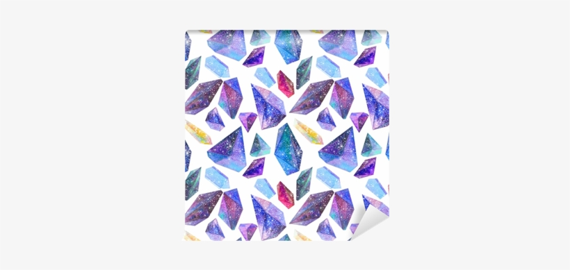 Seamless Pattern With Watercolor Crystals With Star - Watercolor Painting, transparent png download