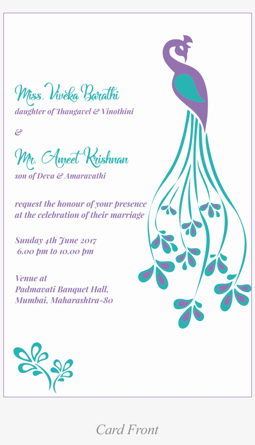 Like A Peacock Feather - Wedding Invitation, transparent png download