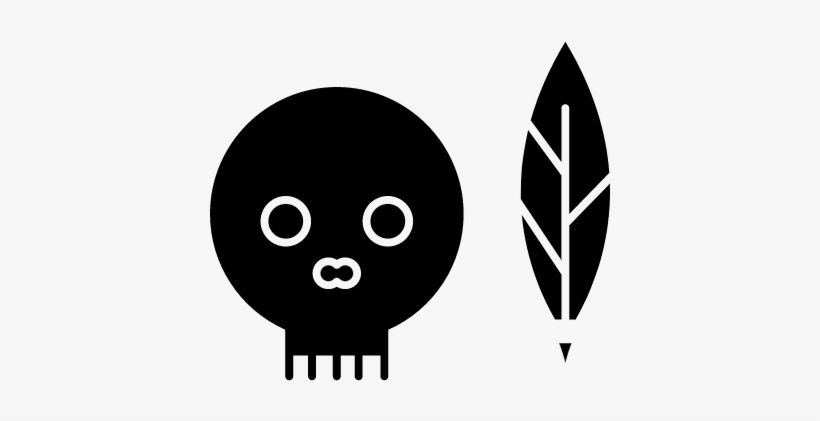 Indian Old Skull With A Feather Vector - Png Iconos Indios, transparent png download