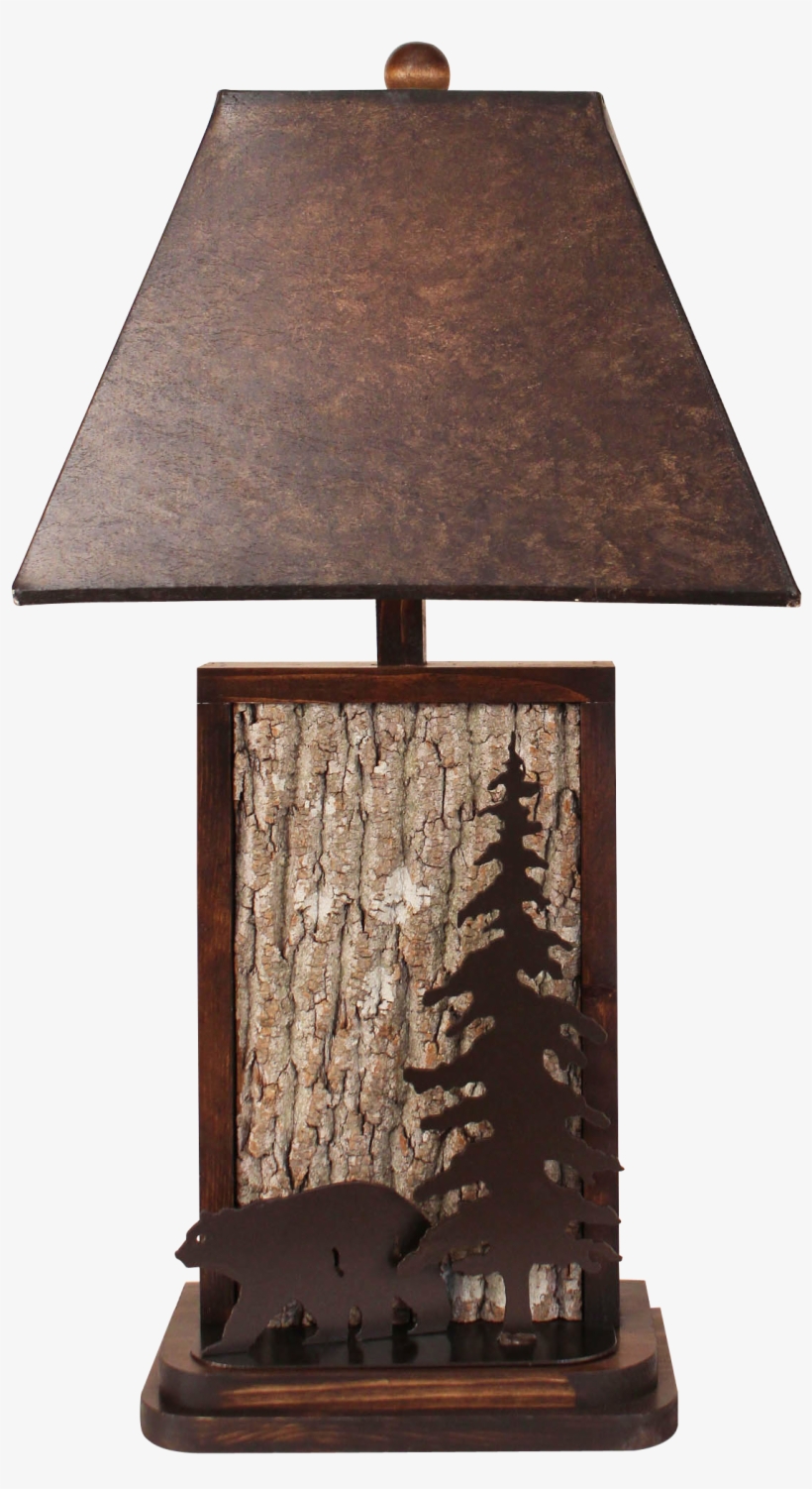 Aspen/dark Bronze Poplar Bark With Iron Bear & Tree - Lampshade, transparent png download