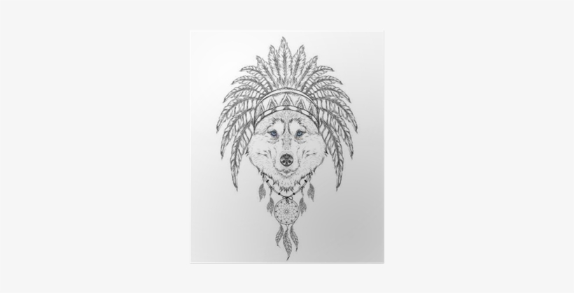 Wolf In The Indian Roach - Indian Draw, transparent png download