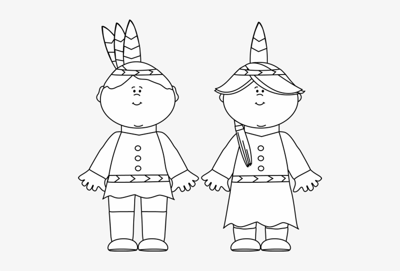 Clipart Of A Grayscale Native American Brave With A - Black And White Indians, transparent png download