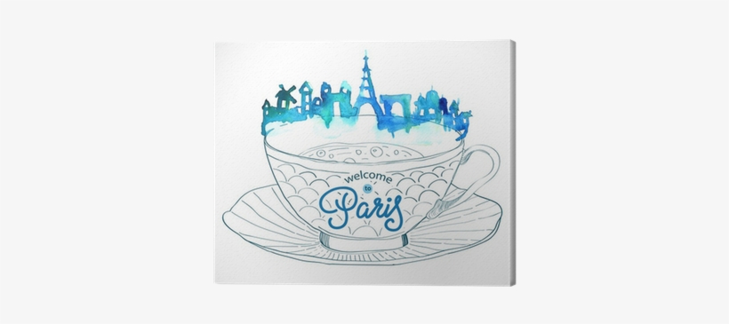 Paris Skyline Watercolor Background Canvas Print • - Gallery Direct Paris Skyline Watercolor Background, transparent png download