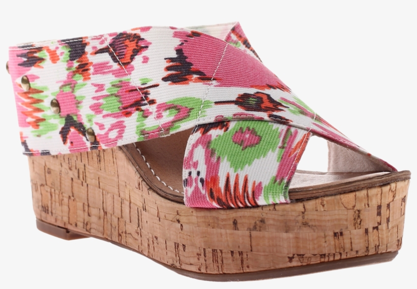 Madeline, Adonis, Pink Print, Slide On Fabric Wedge - Women's Madeline Adonis Shoes, Size 7.5 M, transparent png download