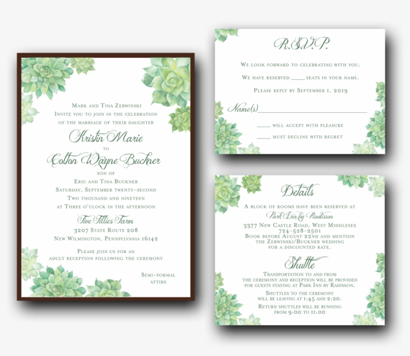 Succulents - Wedding Invitation, transparent png download