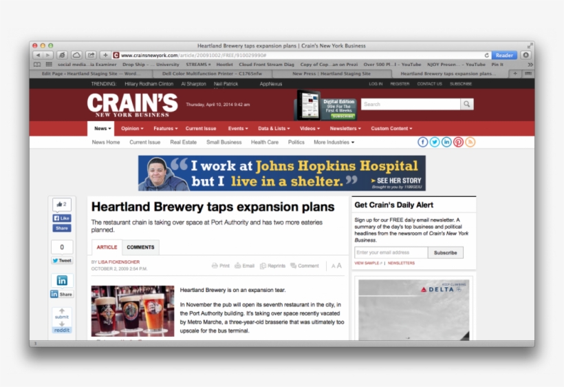 Heartland Brewery Is On An Expansion Tear - Crain's New York, transparent png download