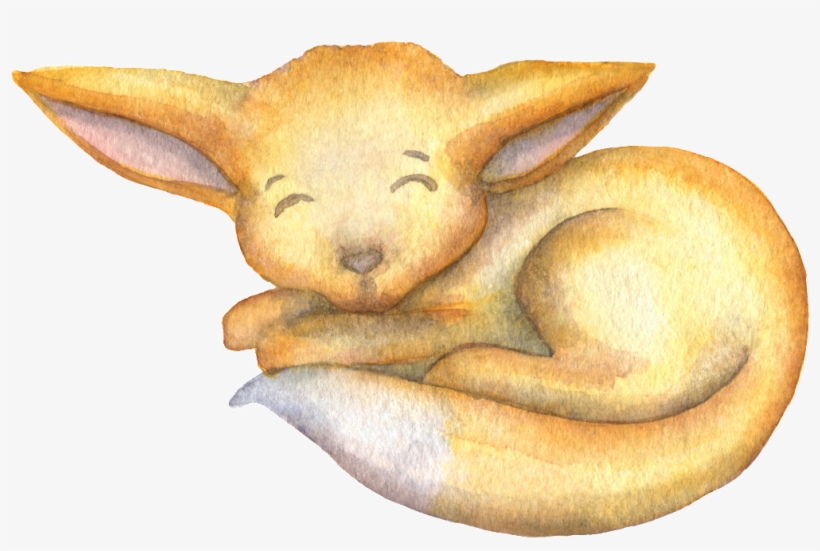 Hand-painted Side Lying Smiling Kitten Transparent - Red Fox, transparent png download