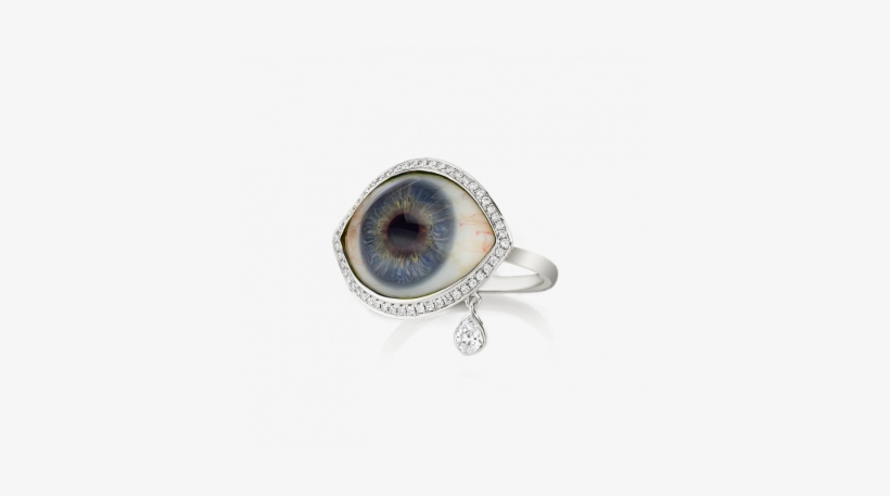 Diamond Halo Natural Eye With Tear Finger Ring Image - Maria Tash Eye Ring, transparent png download