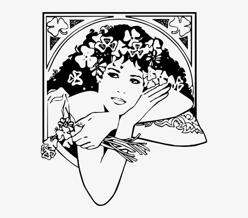 Outline, People, Woman, Girl, Flowers, Girls, Patrick - Vectores De Mujeres Blanco Y Negro, transparent png download