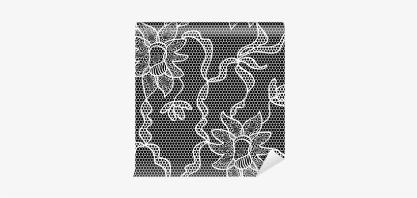 Black Lace Vector Fabric Seamless Pattern Wall Mural - Lace, transparent png download