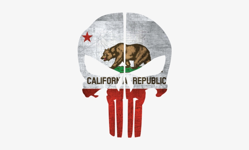 California Flag Punisher Skull Rear Helmet Reflective - California Punisher Skull, transparent png download