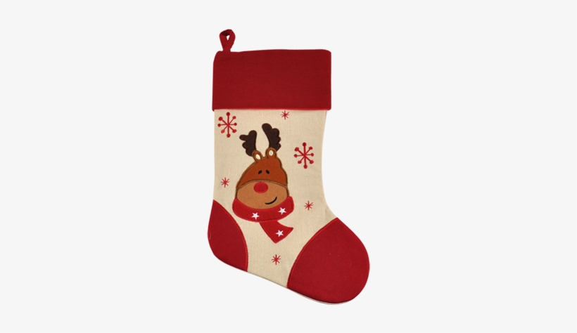 Red Reindeer Stocking - Santa Claus, transparent png download