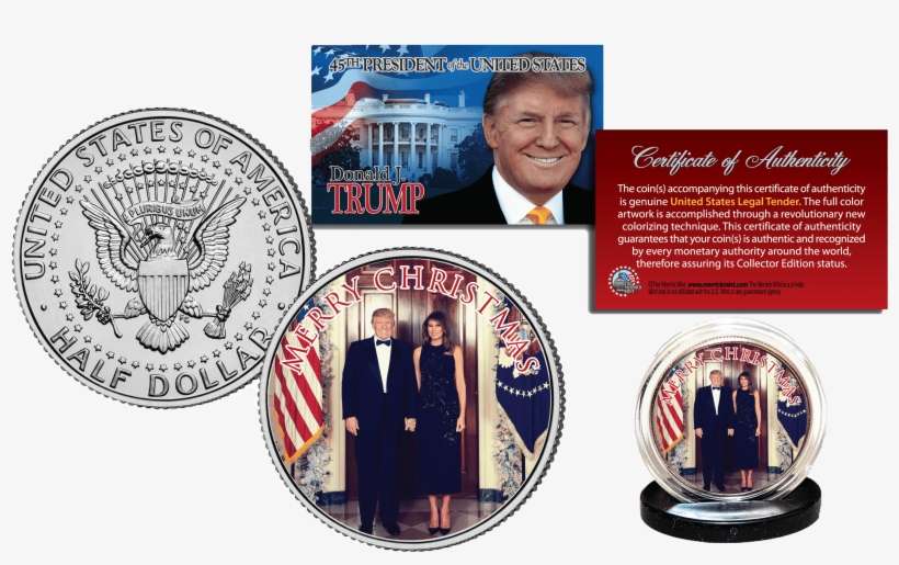 Donald & Melania Trump Christmas Jfk Half Dollar U - Trump Half Dollar, transparent png download