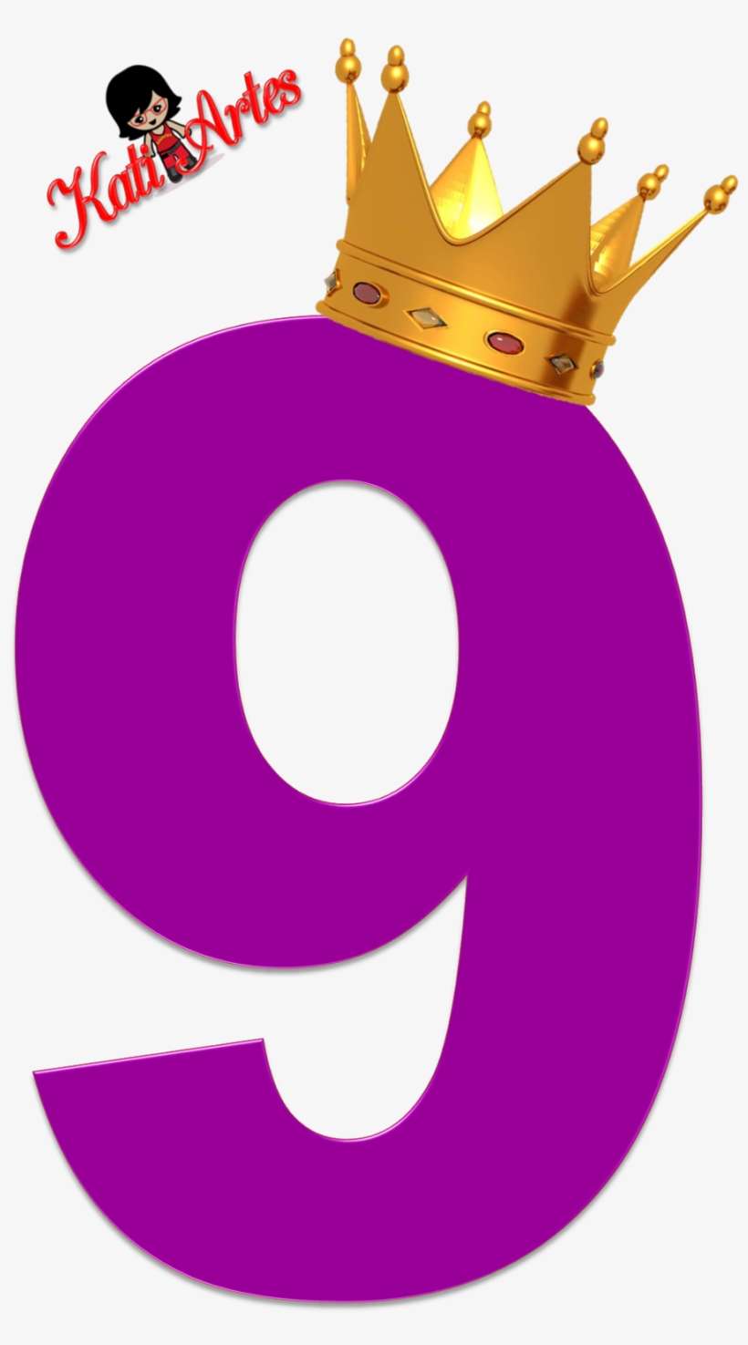 Números Violeta Oscuro Con Coronas - Piñatas De Numero Nueve Con Corona, transparent png download