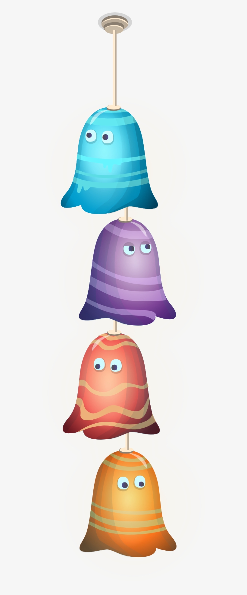 Cartoon Colorful Bell Form Hanging Lamps - Lampu Gantung Cartoon Png, transparent png download