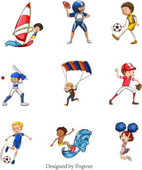 Cartoon Flat Sports Exercise Villain, Surfing, Football, - Cartoon (360x360), Png Download