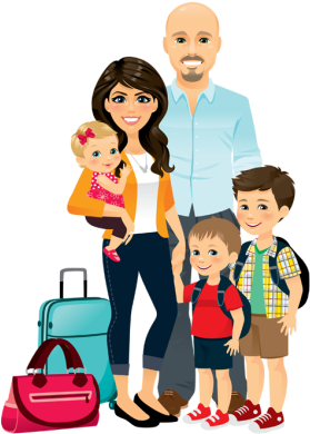 Family Walking To Travel, Activity, Travel, Winter, - Family At Airport Png (300x412), Png Download