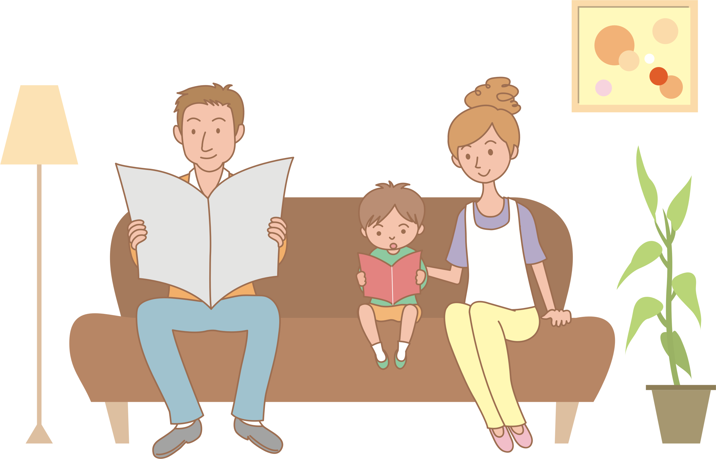 Family On Sofa Big Image Png - Family In The Sofa Clipart (2395x1534), Png Download
