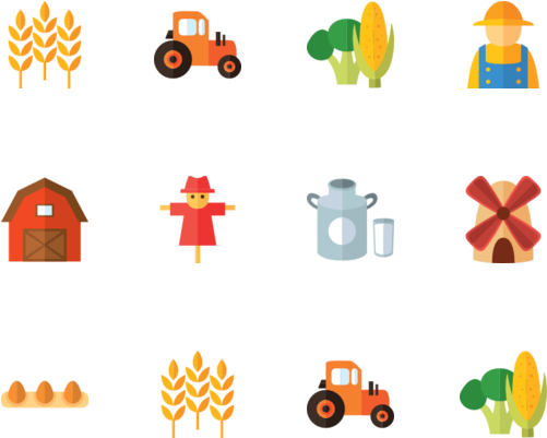 Farmer Agricultural Land Agriculture Computer Icons - Flat Icon Farm (560x480), Png Download