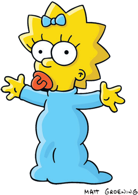 Todos Los Personajes De Los Simpson - Maggie Simpson (300x415), Png Download