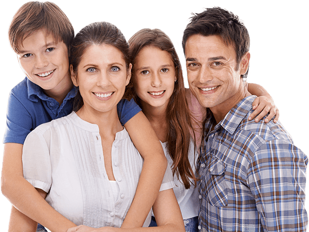 View Our Services Family Of Four Smiling Happily - All You Need Is Love (618x466), Png Download