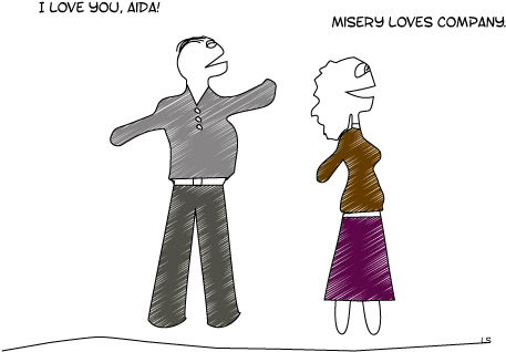 Valentine's Day, Satirical Cartoon About Family - Cartoon (528x419), Png Download