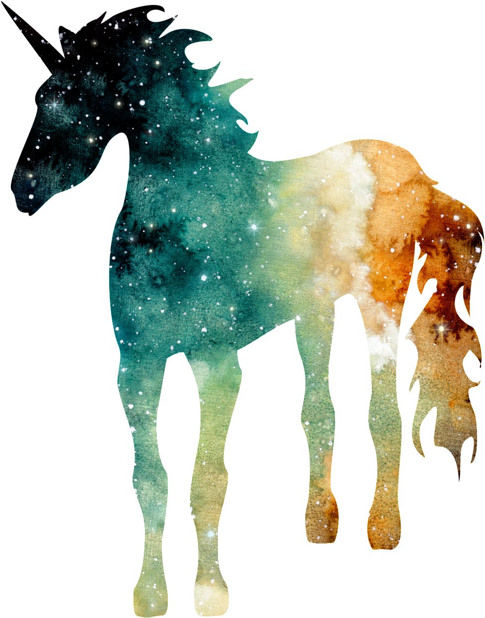 Hand Painted Watercolor Star Unicorn Png Transparent - Watercolor Painting (1024x1300), Png Download