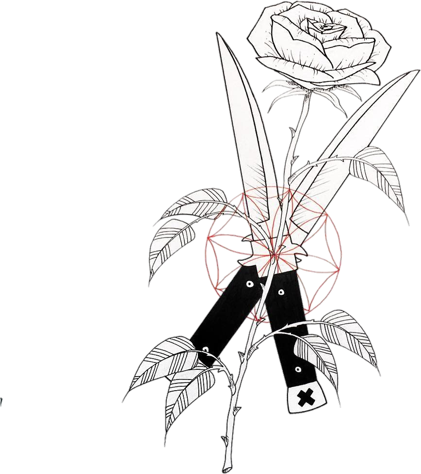 Flowers Tumblr Drawing At Getdrawings - Knife And Rose Png (1080x1080), Png Download