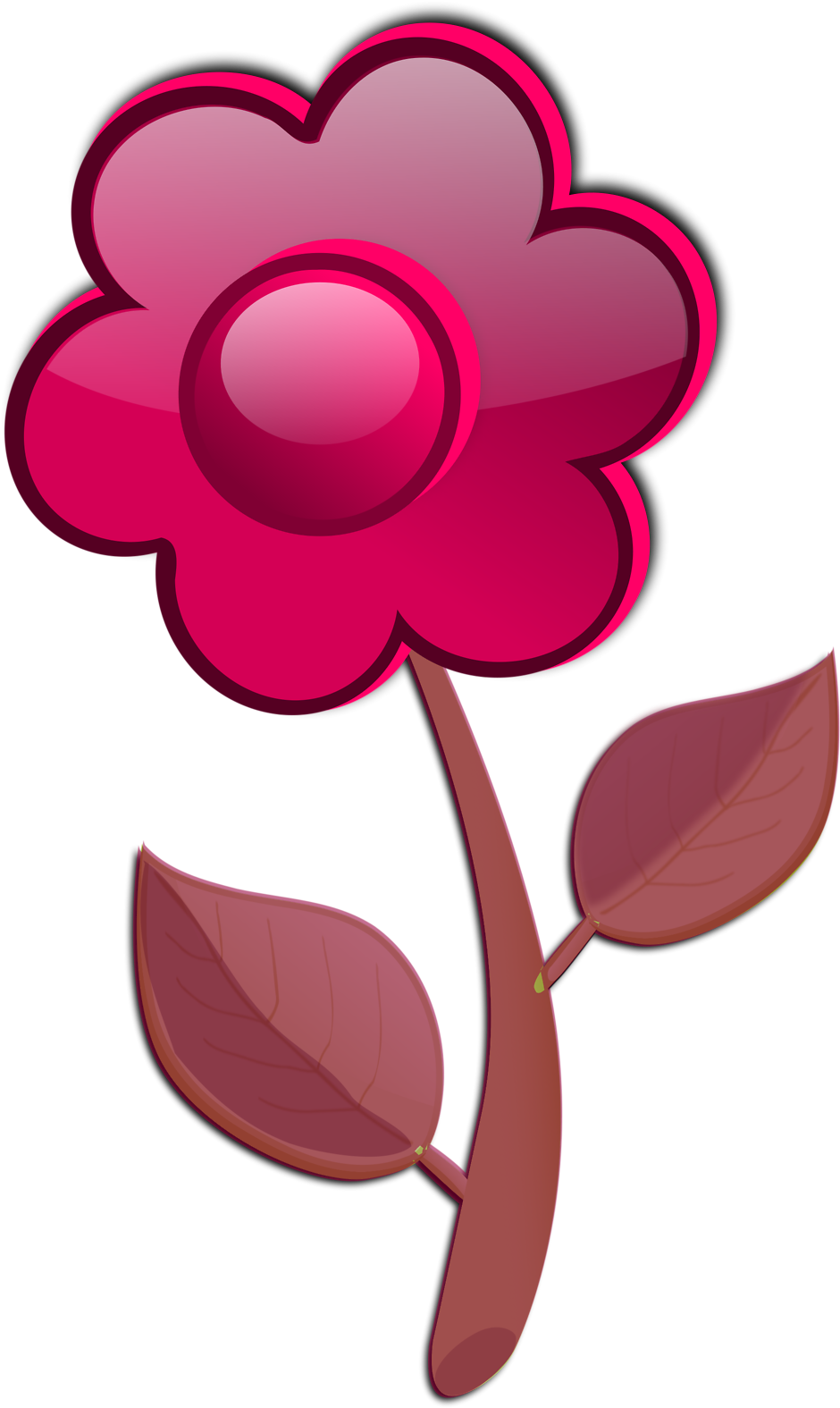 2018 Flower Clipart Black And White Free Download - Flower 3d Clip Art (958x1612), Png Download