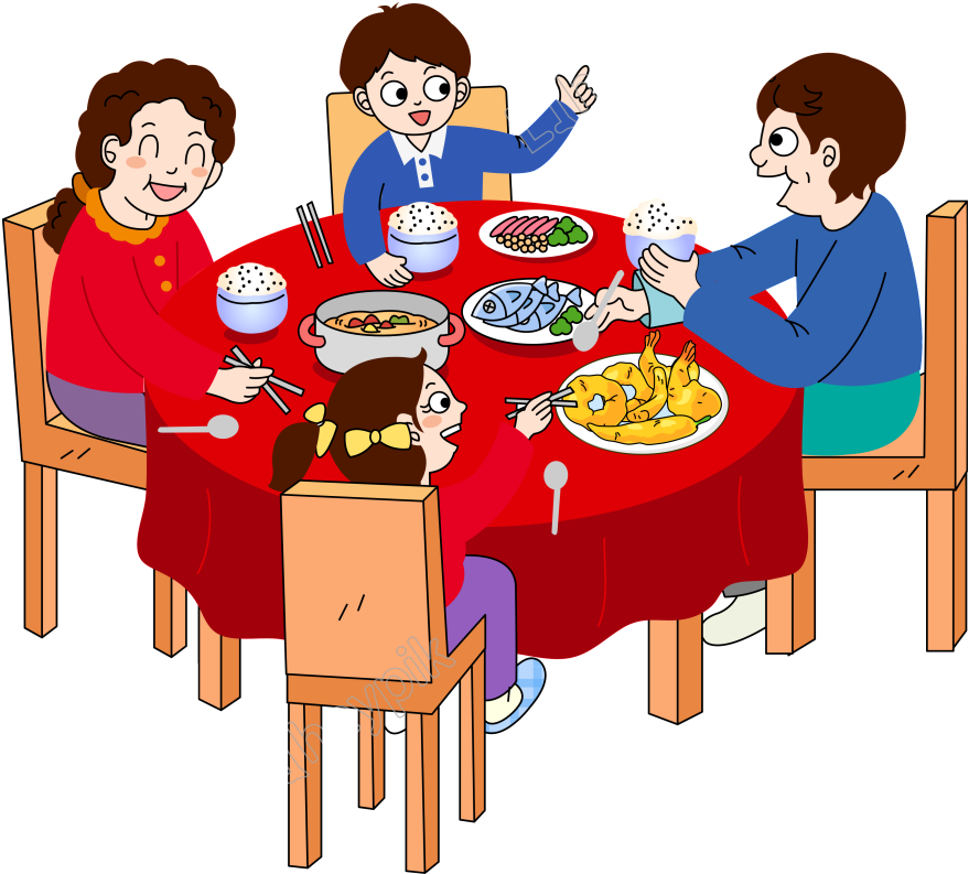 Graphic Freeuse Download Hand Drawn Cartoon Reunion - 一家 人 庆祝 中秋 节 的 情景 (1024x1024), Png Download