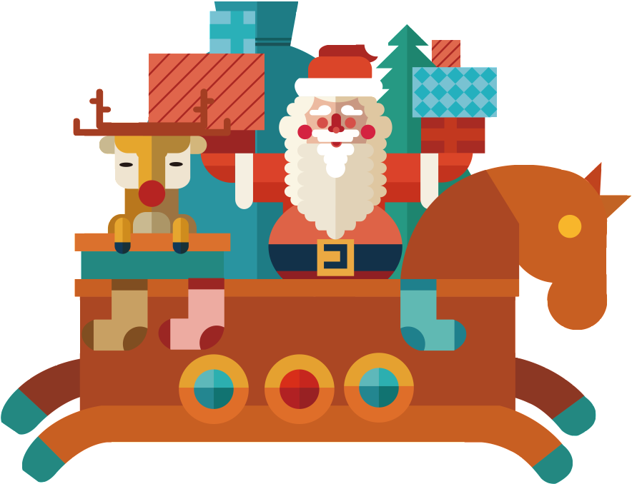Flat Hand Drawn Santa Claus Png - Christmas Day (1024x1024), Png Download
