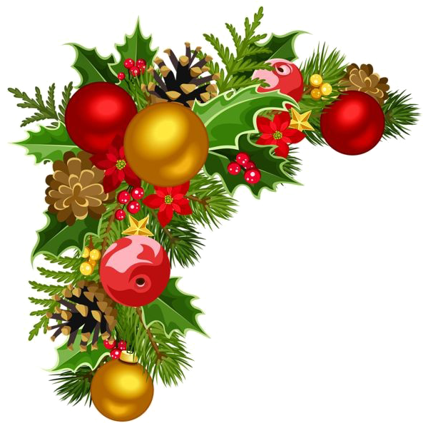 Christmas Decoration Png Image Background - Christmas Corners Png (597x600), Png Download