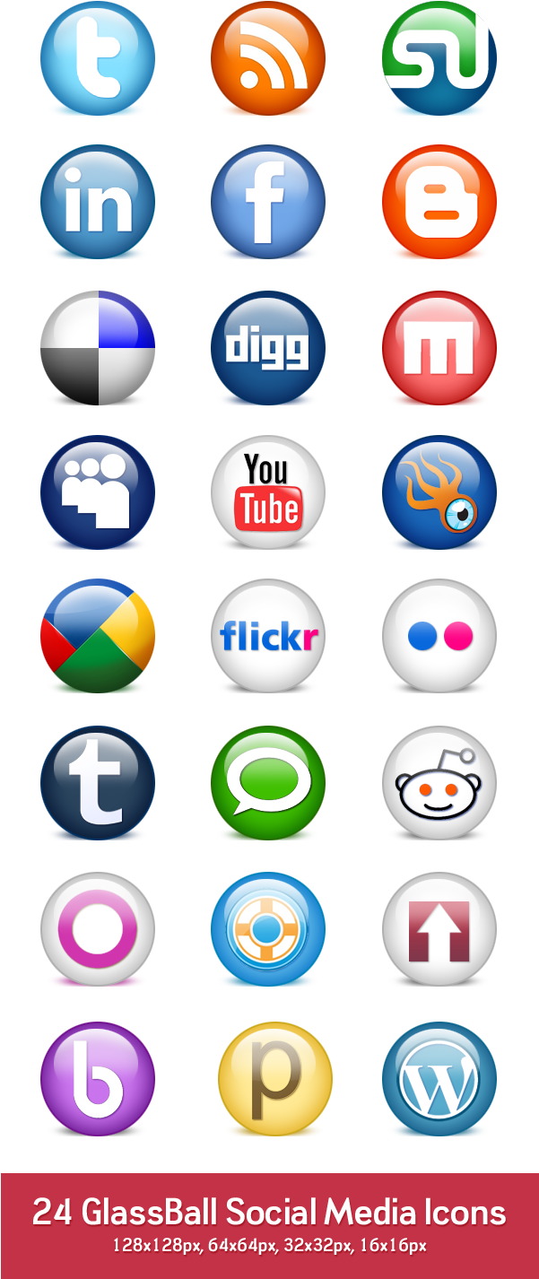 Preview Of Icons In Px Size - Social Media Logos Png 24 (600x1440), Png Download