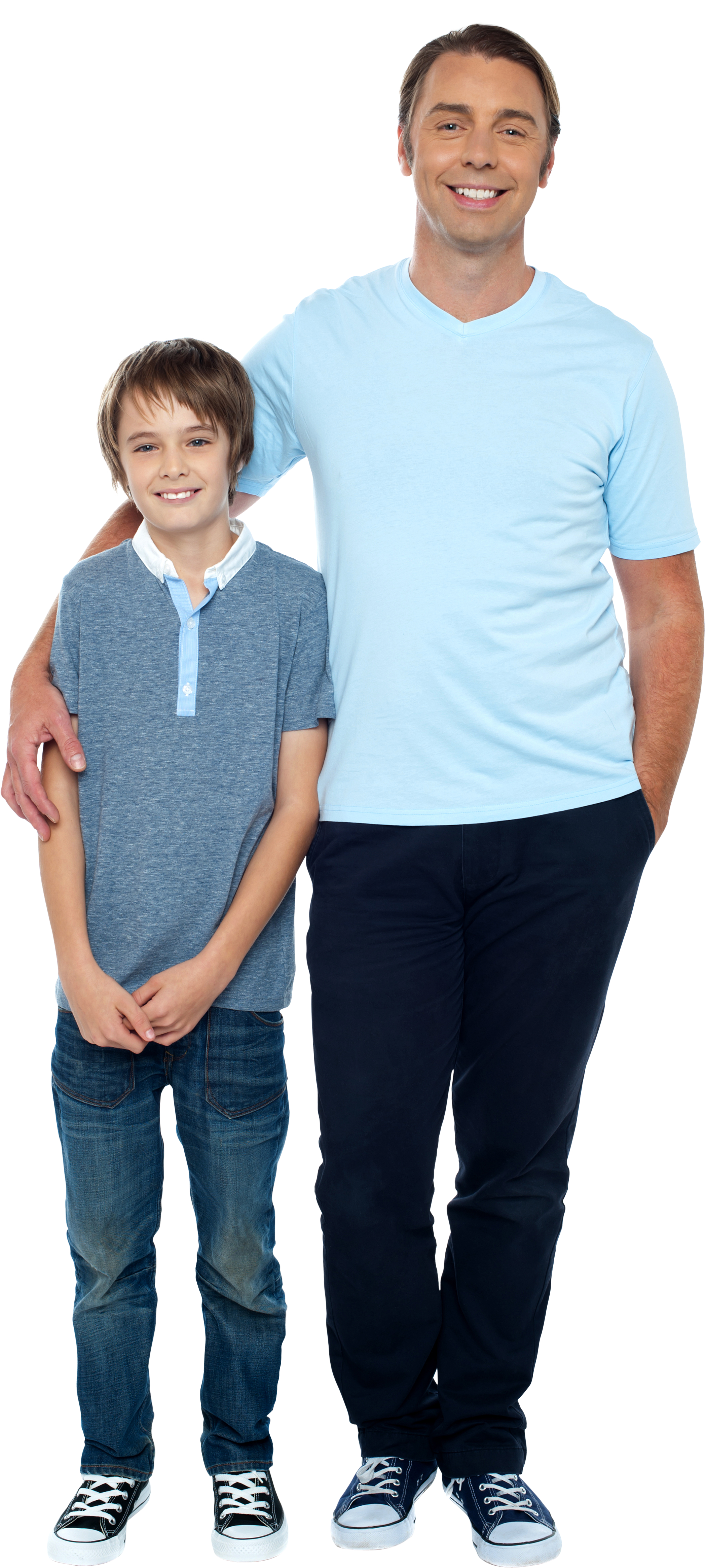 Family, People, Denim, Tshirt, Jeans, Clothing, Arm, - Father And Son Png (3200x4809), Png Download